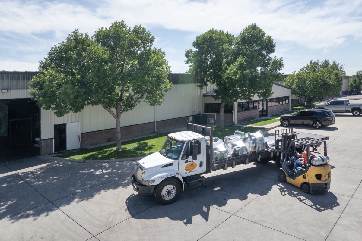 CW Elaborations pick up and delivery truck for powder coating projects in Denver, CO